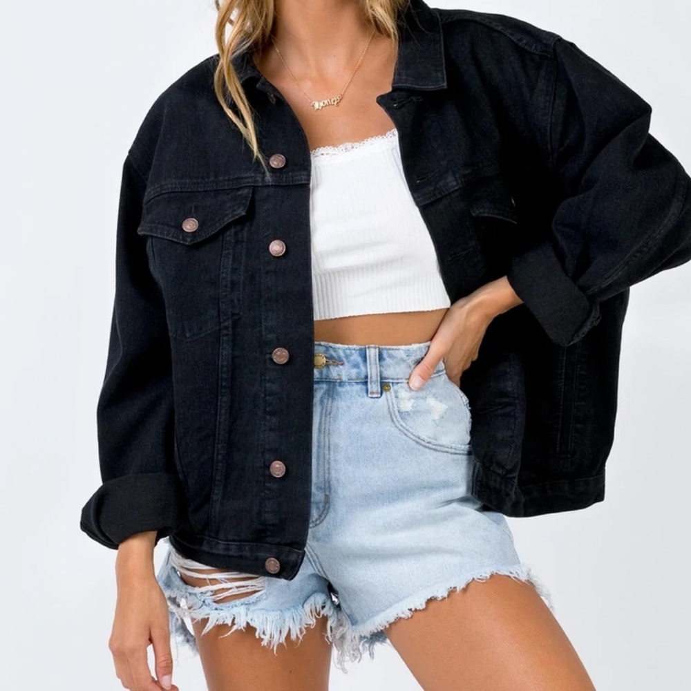 Princess Polly Oversized Black Jean Jacket